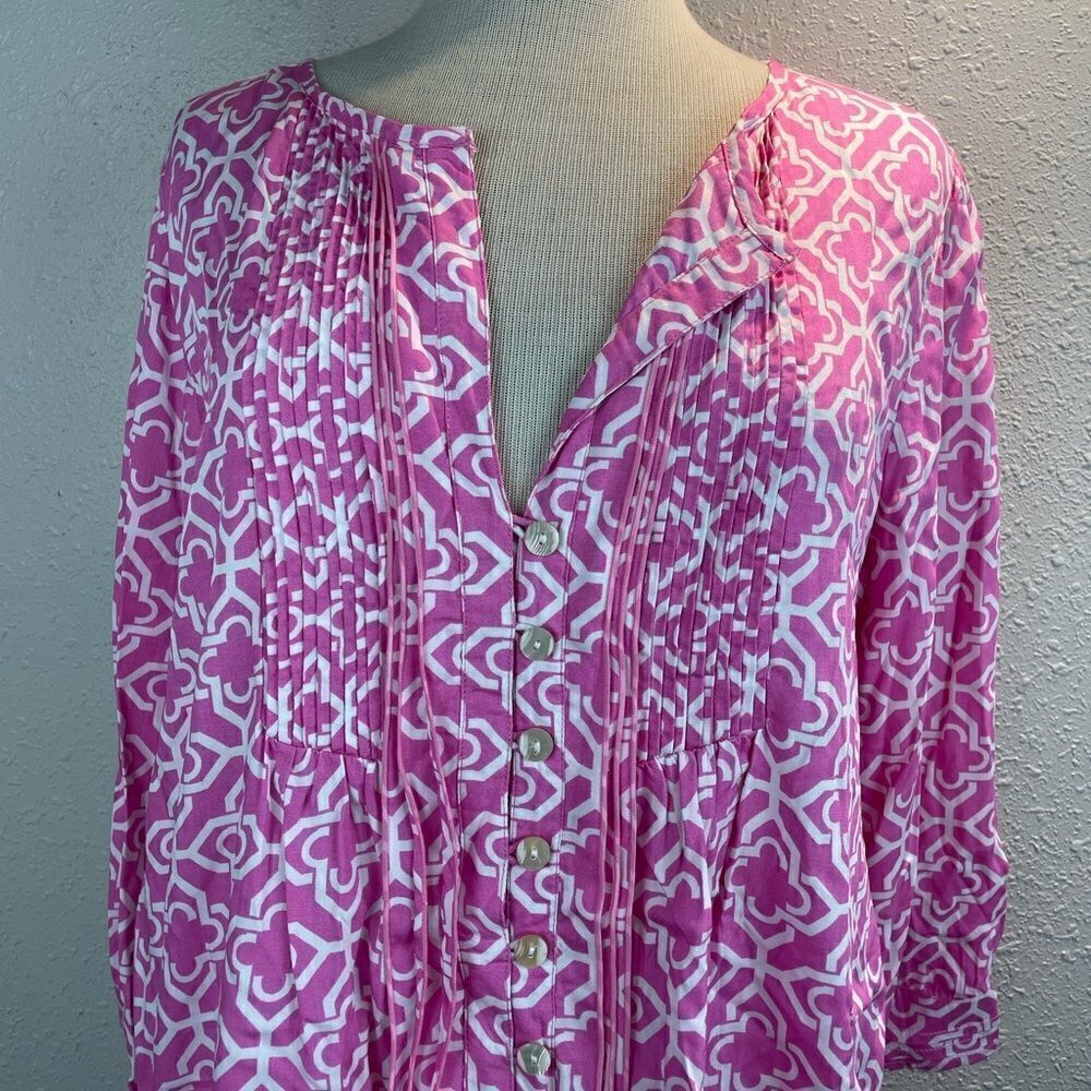 NWT Escapada Womens Pink and White 3/4 Sleeve Top Size XL - Picture 2 of 6